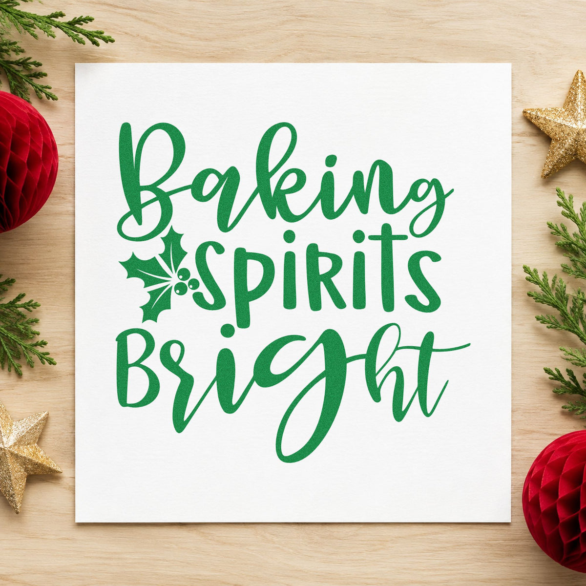 Baking Spirits Bright Holly Lettering Duo Hand Stamp in use 3