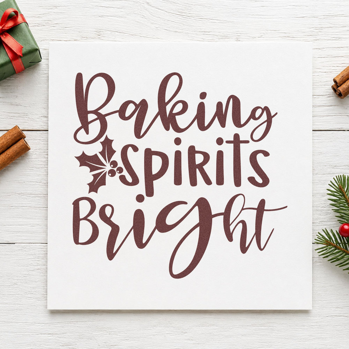 Baking Spirits Bright Holly Lettering Duo Hand Stamp in use 4
