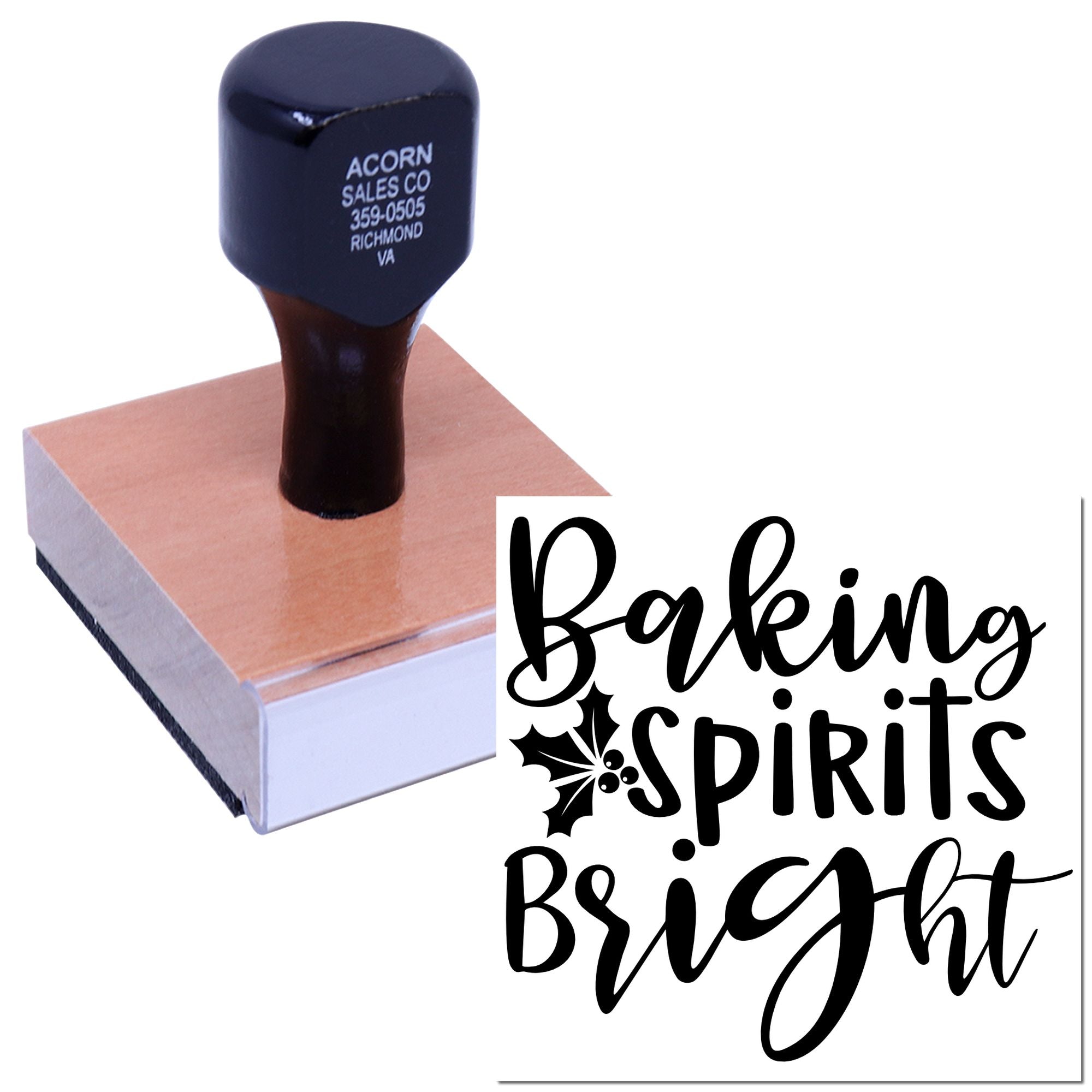 Custom rubber stamp featuring Baking Spirits Bright logo for bakery branding, packaging, and product labels.