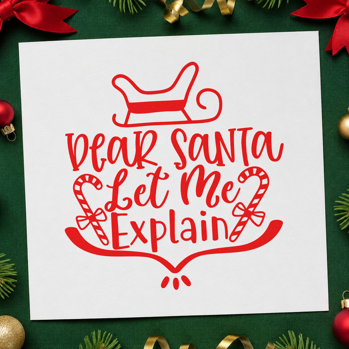 Dear Santa Let Me Explain Candy Cane Pre-Inked Stamp – Slim in use 5