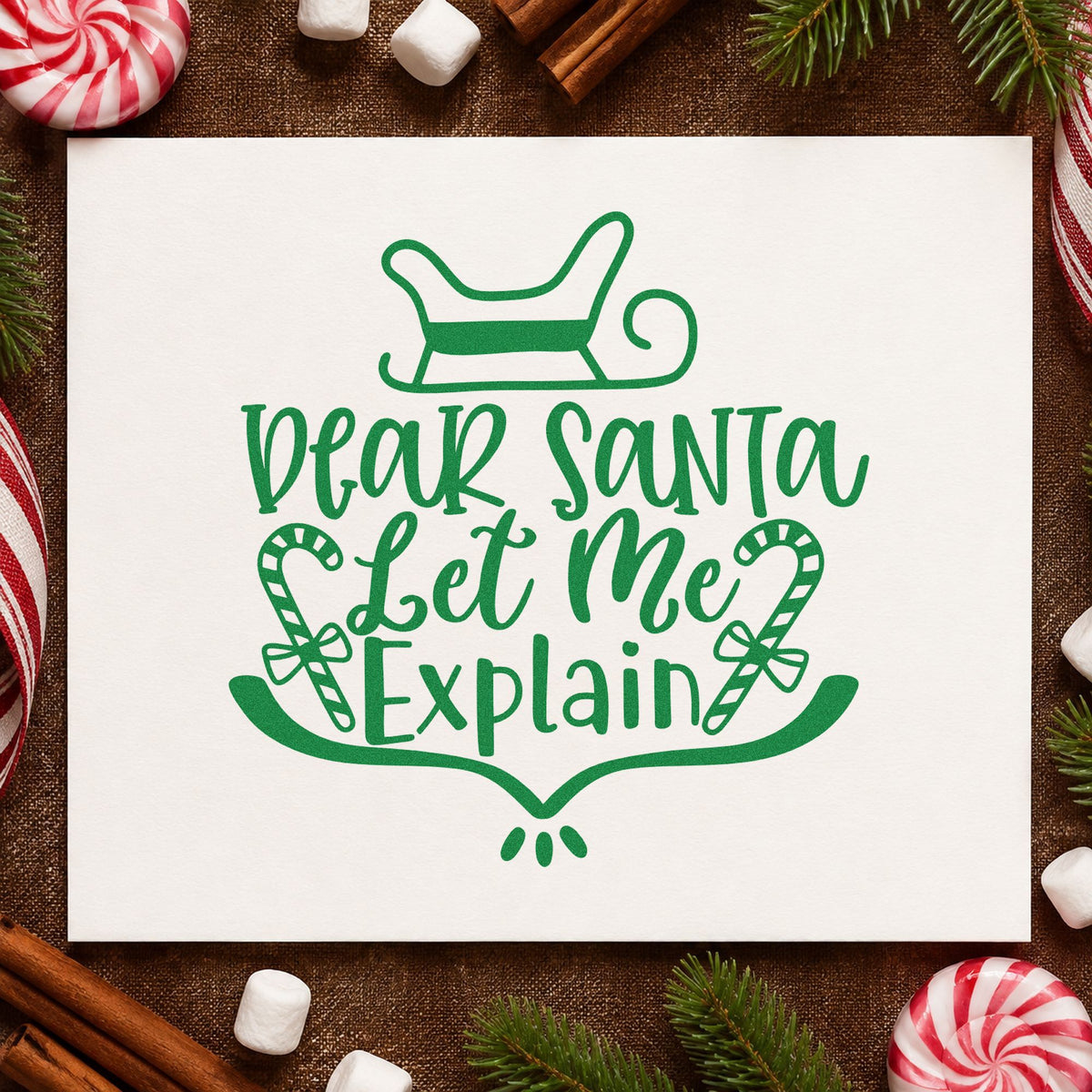 Dear Santa Let Me Explain Candy Cane Pre-Inked Stamp – Slim in use 6