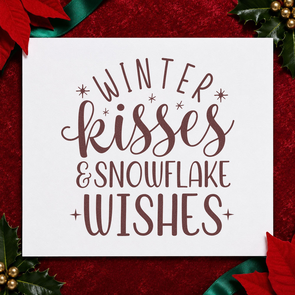 Winter Kisses & Snowflake Wishes Stamp – Duo Hand in use 4