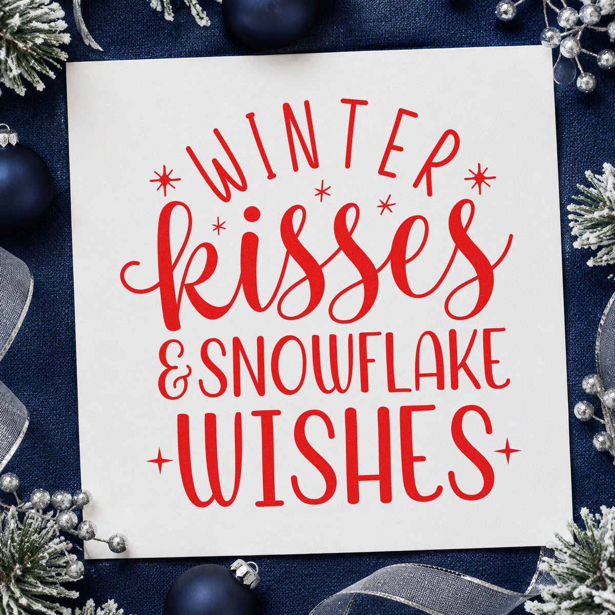 Winter Kisses & Snowflake Wishes Stamp – Duo Hand in use 5