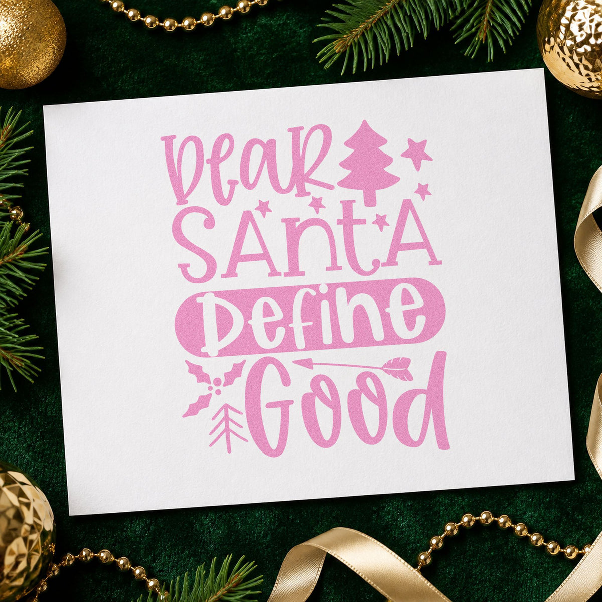Dear Santa Define Good Tree Holly Hand Stamp – Duo in use 10