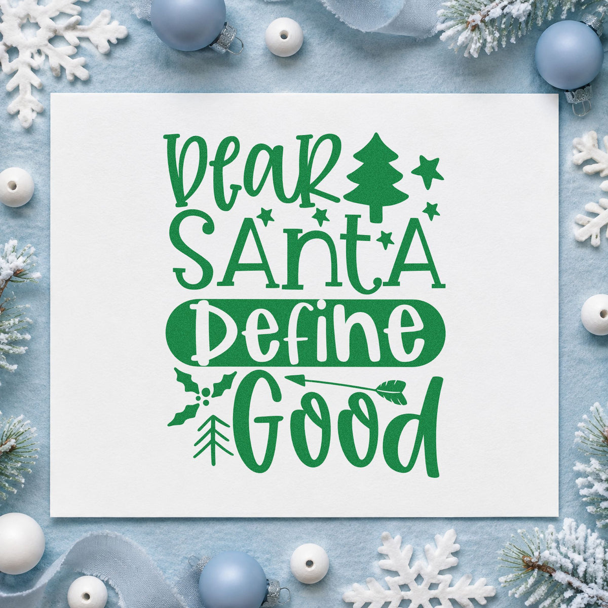 Dear Santa Define Good Tree Holly Hand Stamp – Duo in use 3