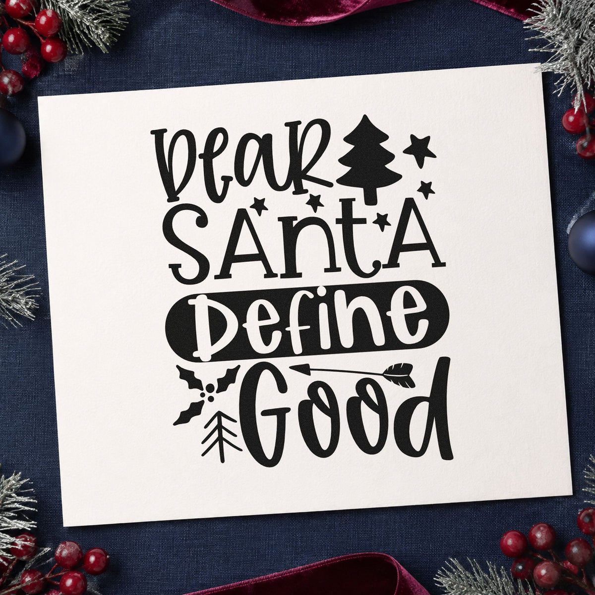 Dear Santa Define Good Tree Holly Hand Stamp – Duo in use 9