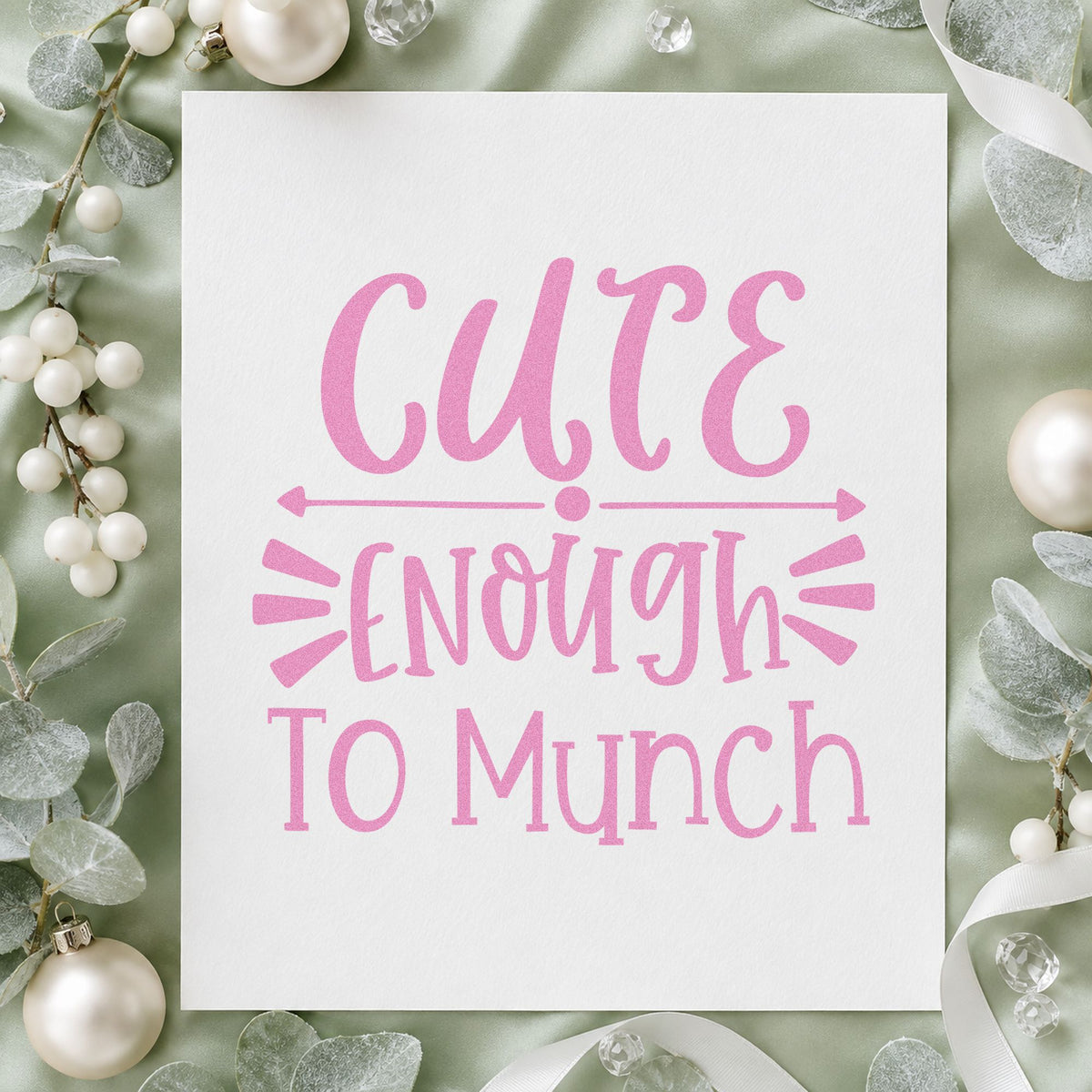 Cute Enough To Munch craft stamp in purple ink on cardstock, an easy option for chubby cheeks album.