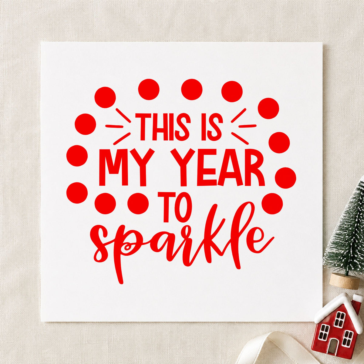 My Year To Sparkle Dots rubber stamp shown in red ink, stamped for projects such as habit bin labels.