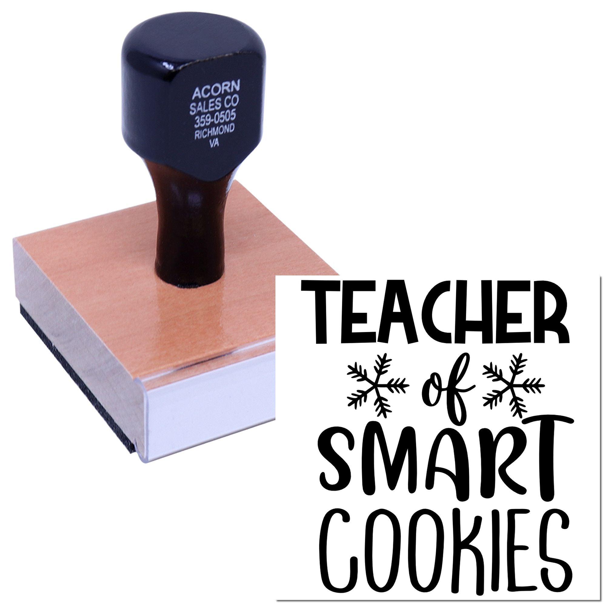Teacher of Smart Cookies rubber stamp on wooden block, custom classroom teacher stamp for gifts and student rewards