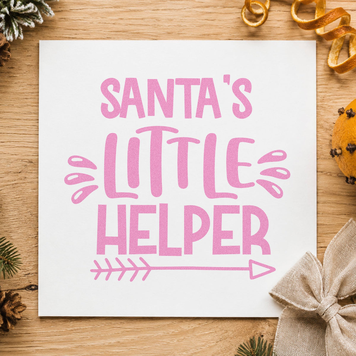Duo Hand Santa's Little Helper Arrow Rubber Stamp in use 10