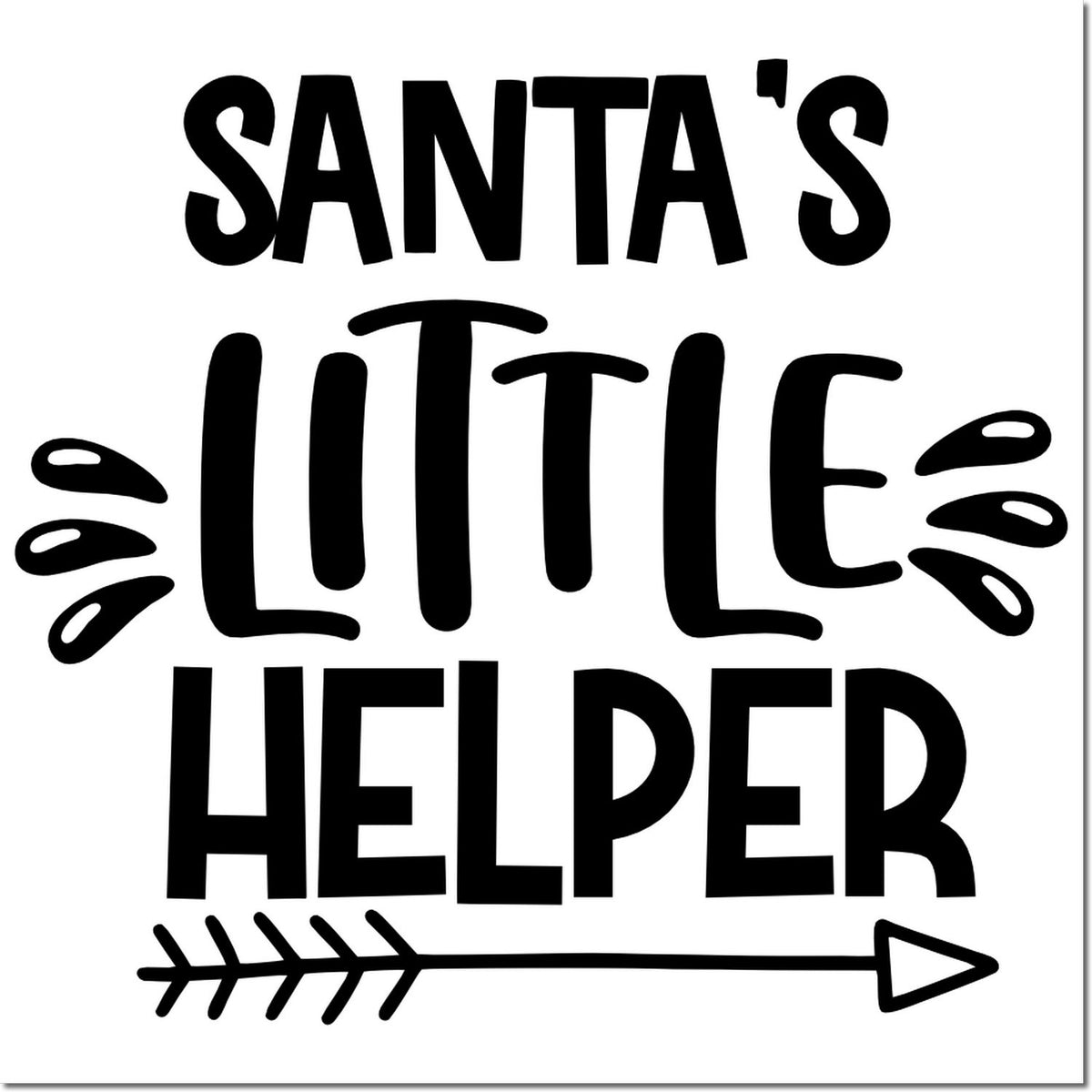 Santas Little Helper rubber stamp design for Christmas crafts, holiday cards, and festive gift packaging.