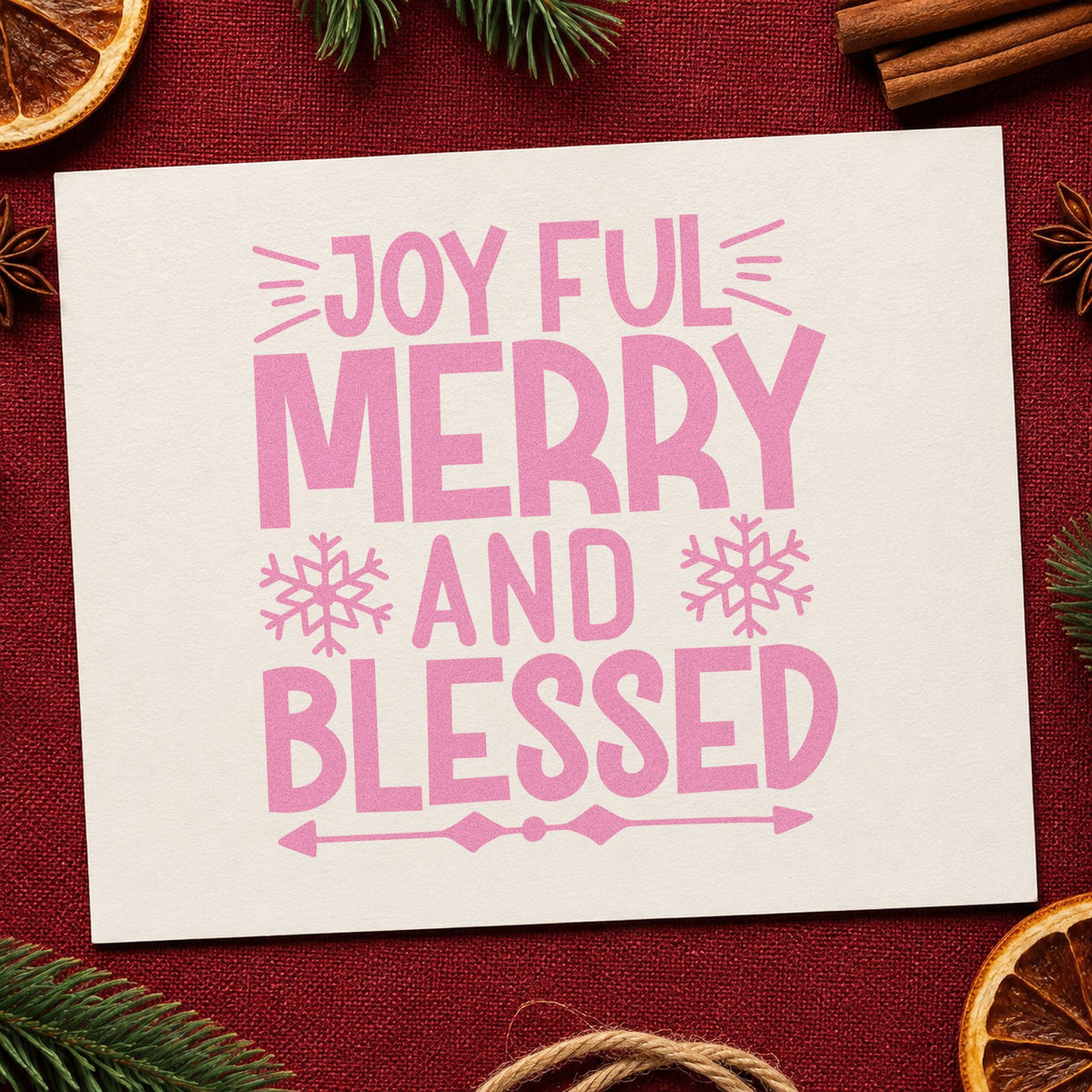 Joyful Merry And Blessed Snowflakes Arrow PSI Pre-Inked Stamp in use 10