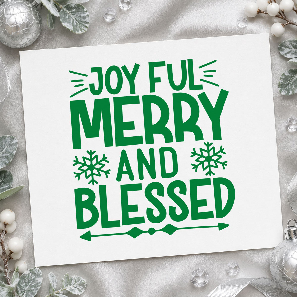 Joyful Merry And Blessed Snowflakes Arrow Rubber Stamp – Duo Hand in use 3