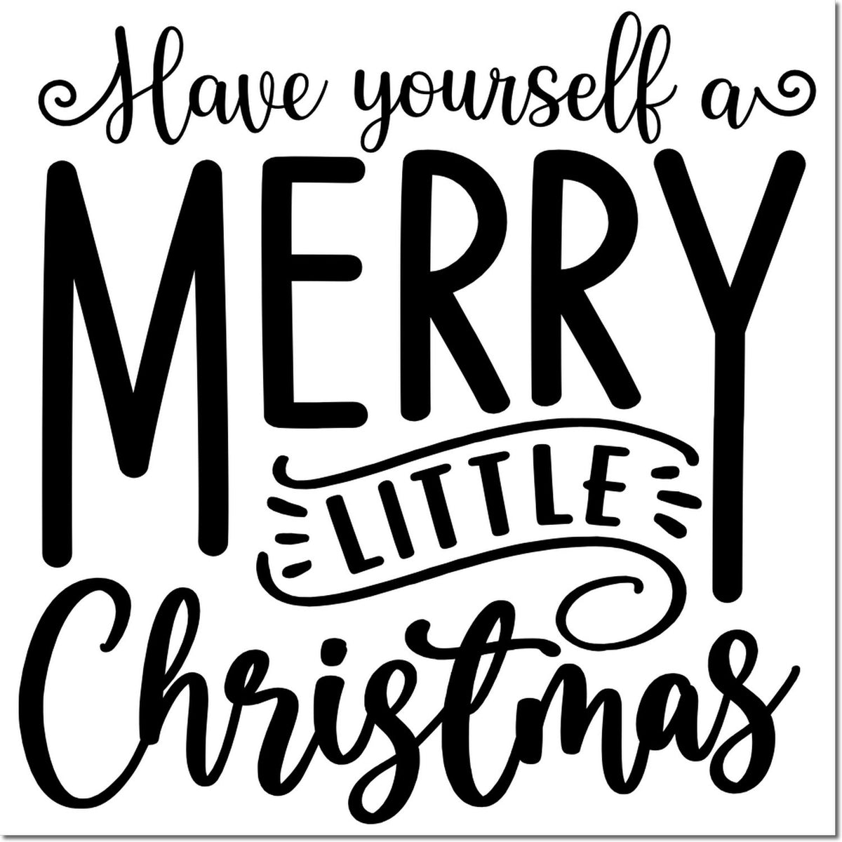 Merry Little Christmas rubber stamp design for holiday cards, crafts, and festive seasonal decorating.