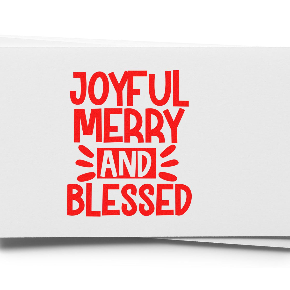 Joyful Merry and Blessed Christmas rubber stamp for holiday cards, scrapbook projects, and festive paper crafts.