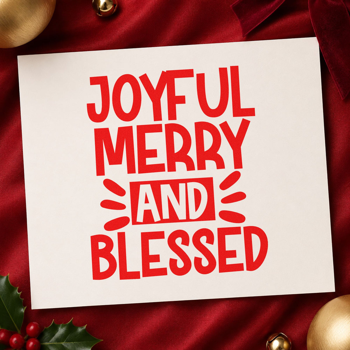 Joyful Merry And Blessed Rubber Stamp – Wood Handle in use 7