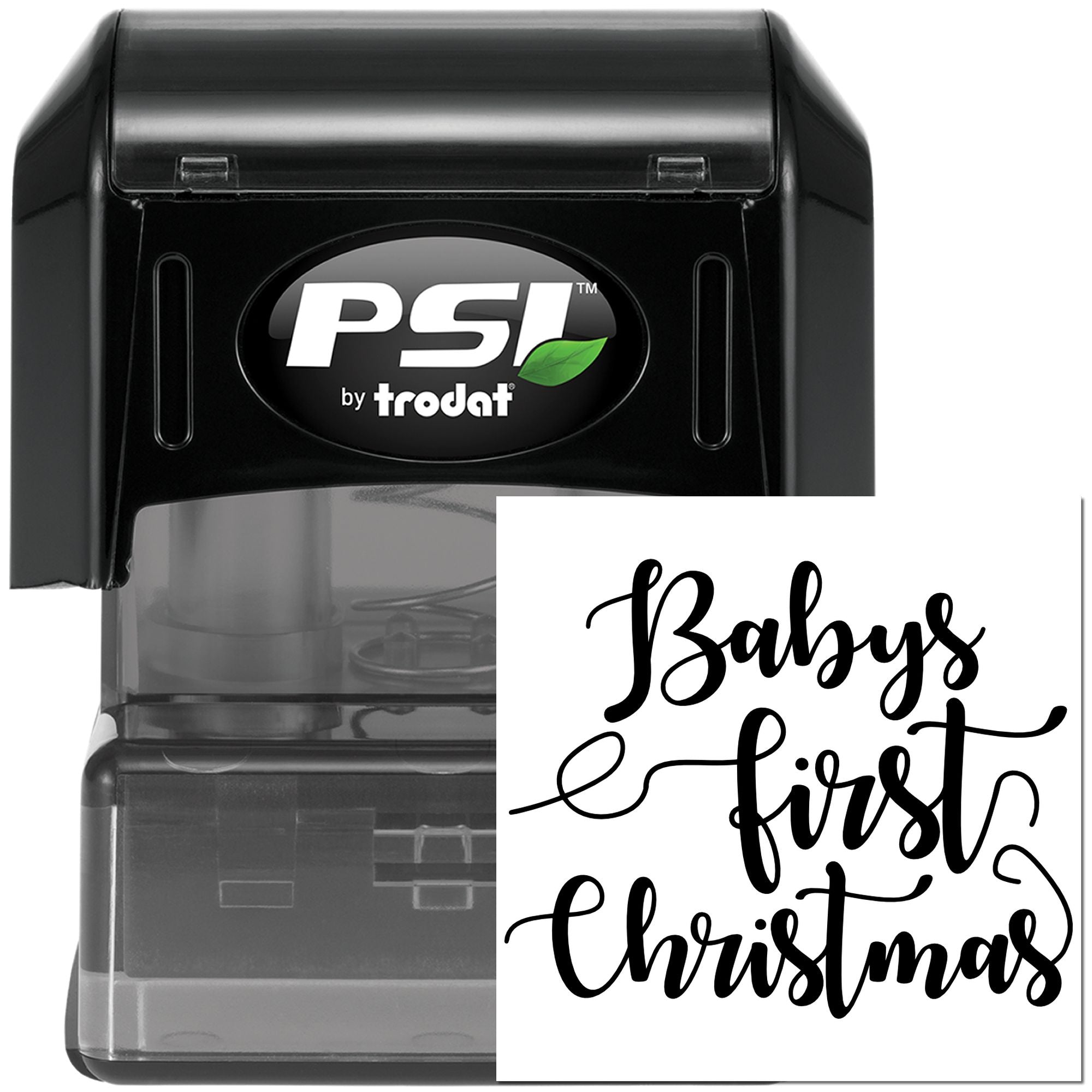 Baby's First Christmas self-inking rubber stamp by PSI Trodat for holiday cards, crafts, and gift packaging