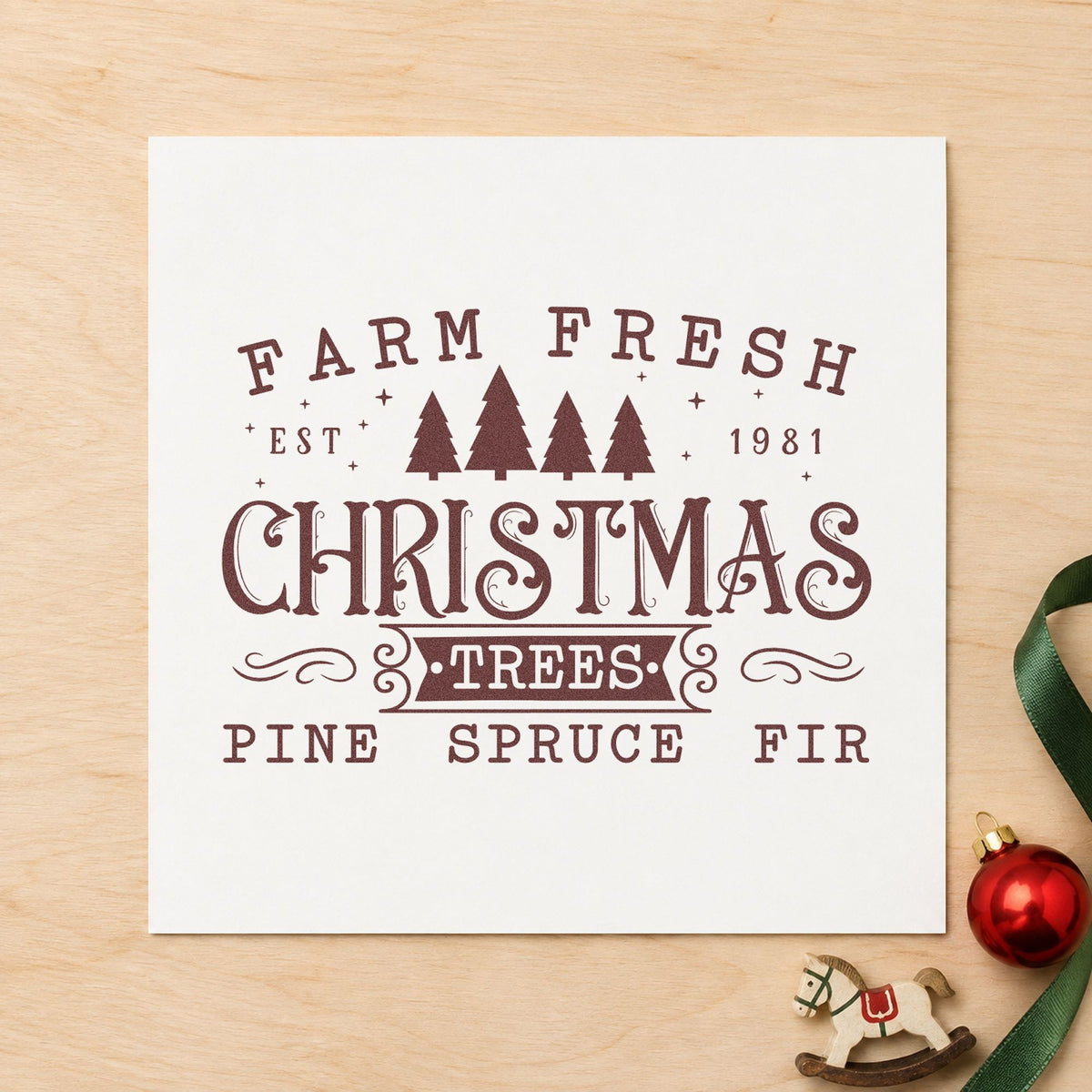 Farm Fresh Trees Est 1981 Slim Pre-Inked Stamp in use 4