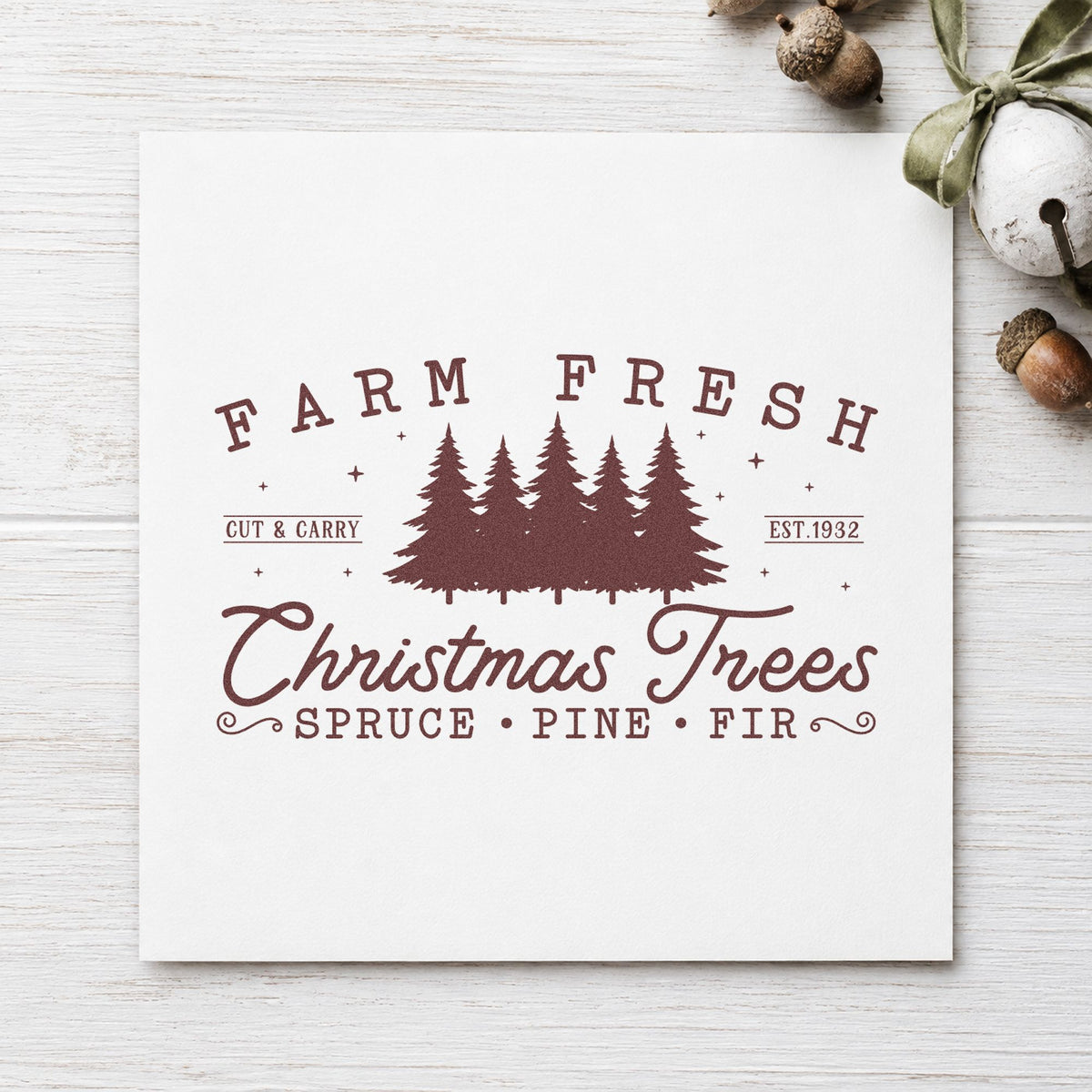 Duo Hand Farm Fresh Christmas Tree Row Rubber Stamp in use 4