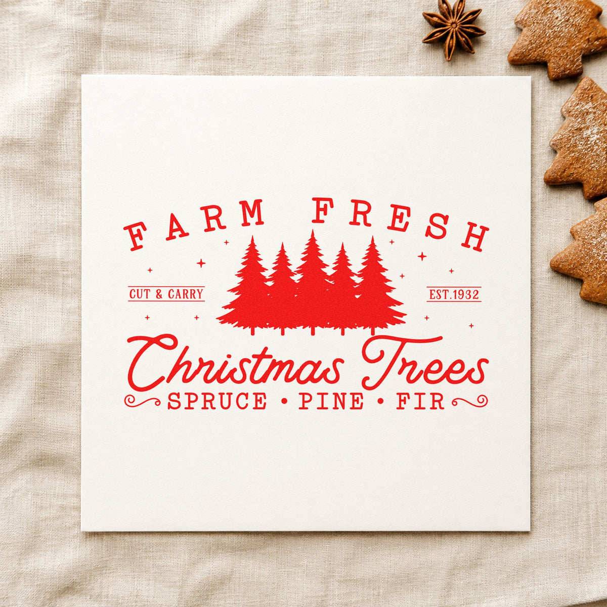 Duo Hand Farm Fresh Christmas Tree Row Rubber Stamp in use 5