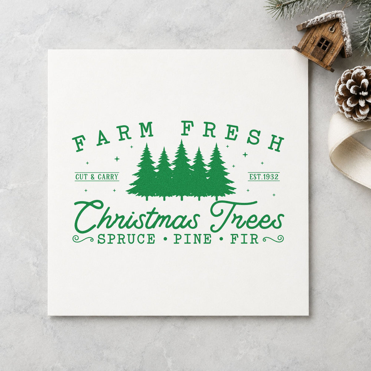 Duo Hand Farm Fresh Christmas Tree Row Rubber Stamp in use 6