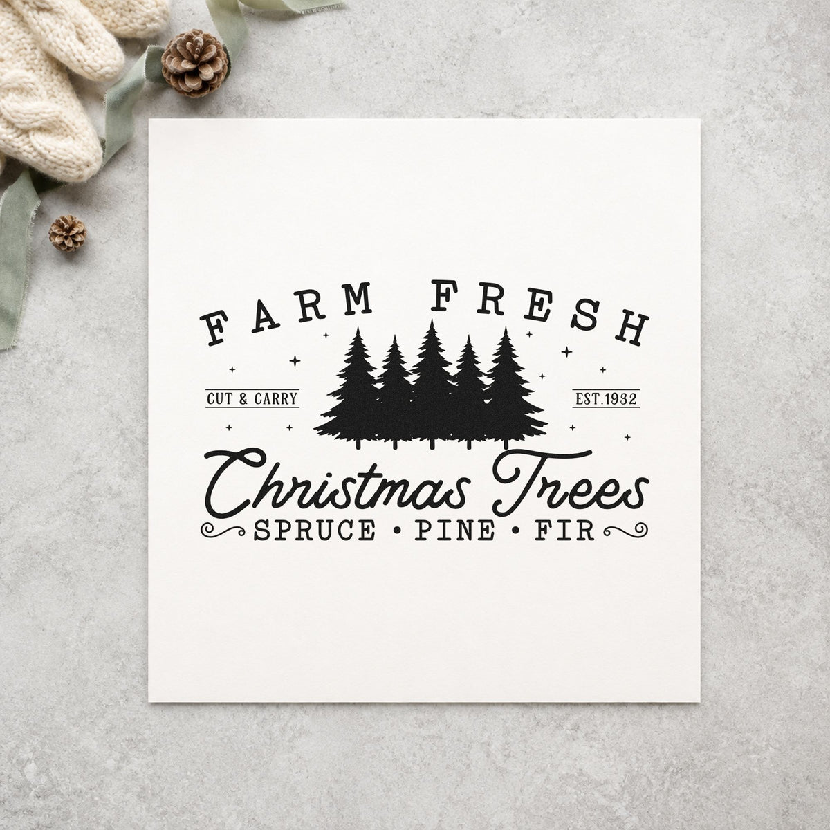 Duo Hand Farm Fresh Christmas Tree Row Rubber Stamp in use 9