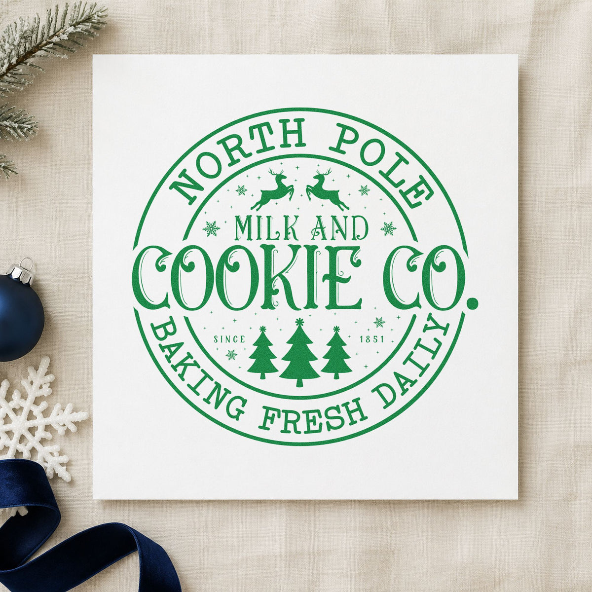 North Pole Cookie Company Circle Rubber Stamp – Duo Hand in use 3