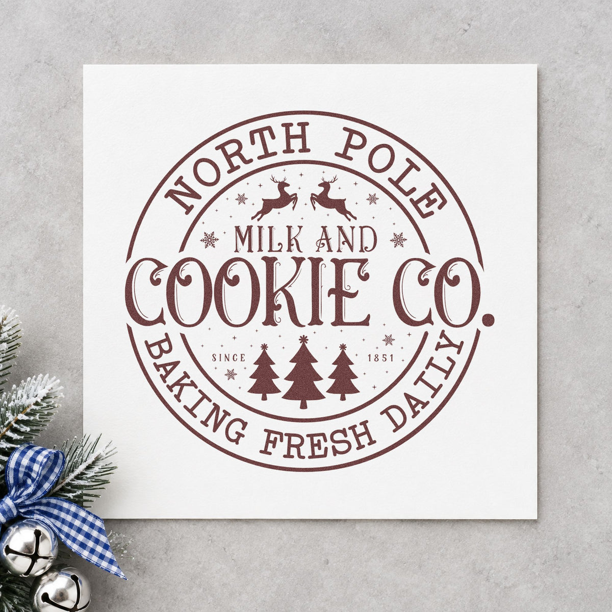 North Pole Cookie Company Circle Rubber Stamp – Duo Hand in use 4