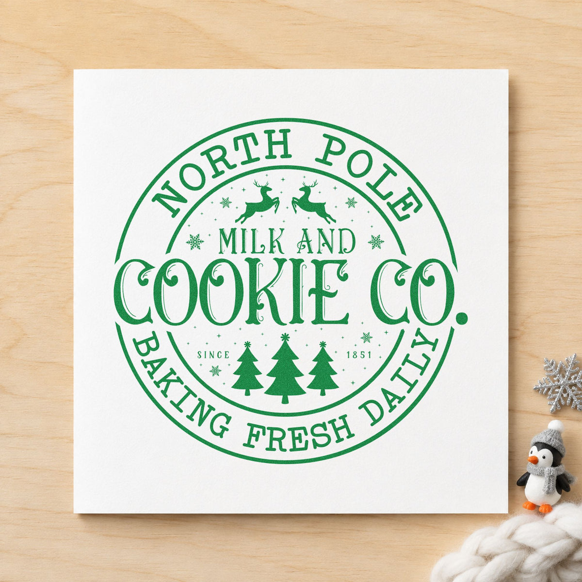 North Pole Cookie Company Circle Self-Inking Stamp in use 6
