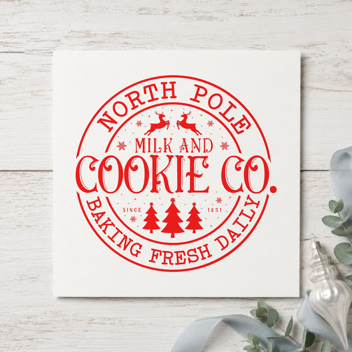 North Pole Cookie Company Circle Self-Inking Stamp in use 7