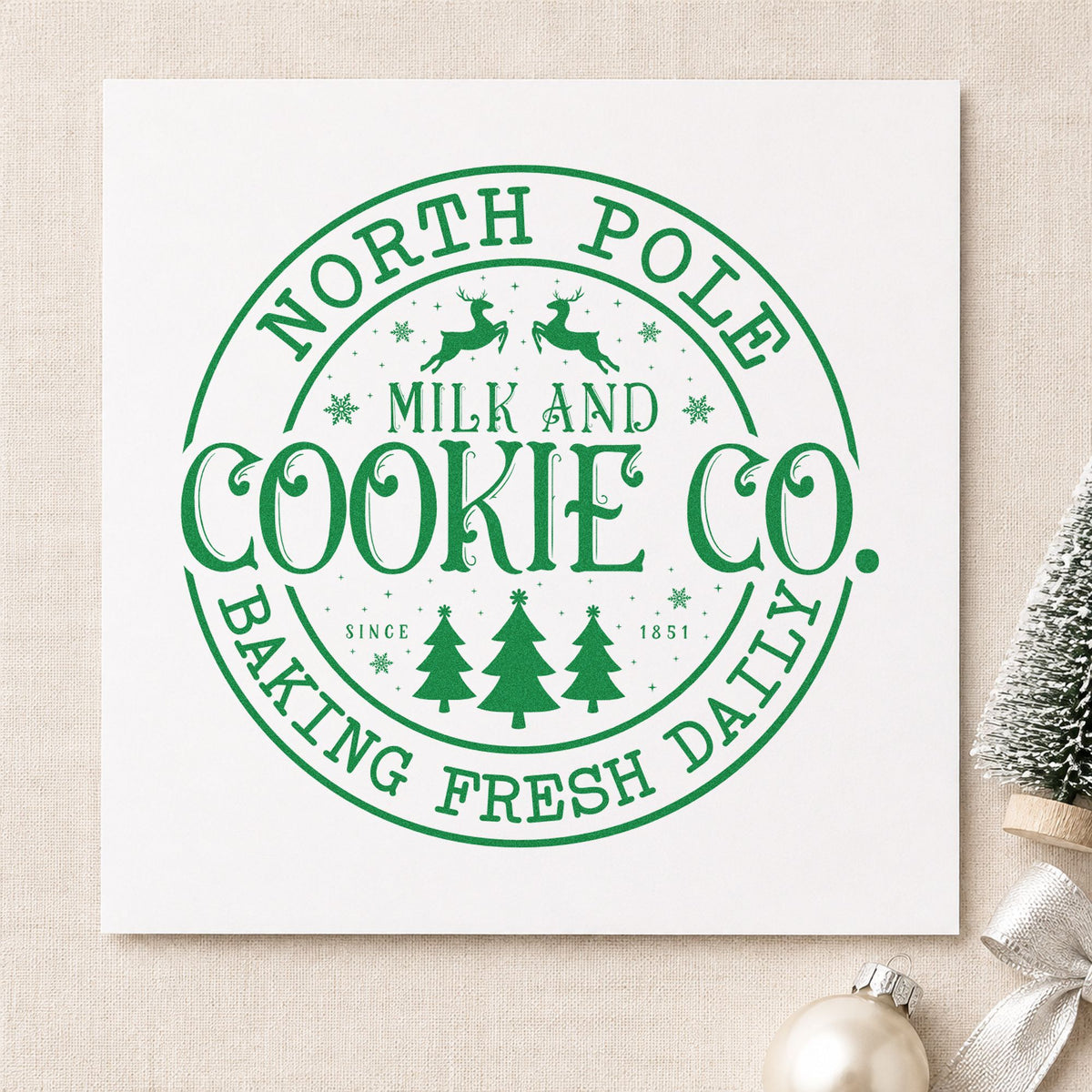 North Pole Cookie Company Circle Self-Inking Stamp in use 8