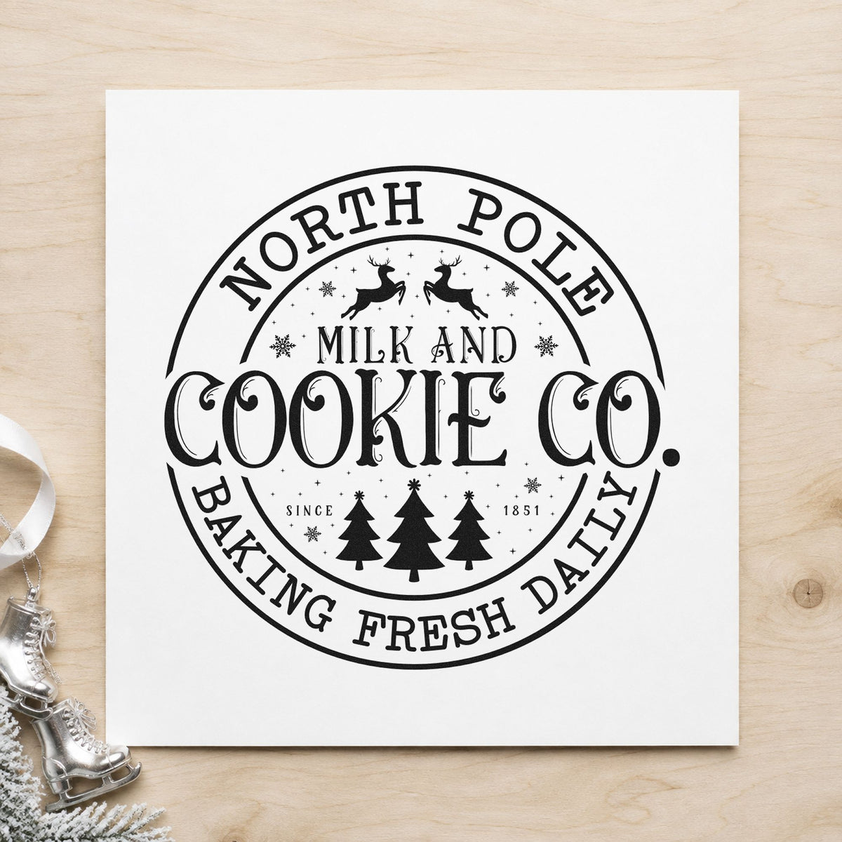 North Pole Cookie Company Circle Rubber Stamp – Duo Hand in use 9