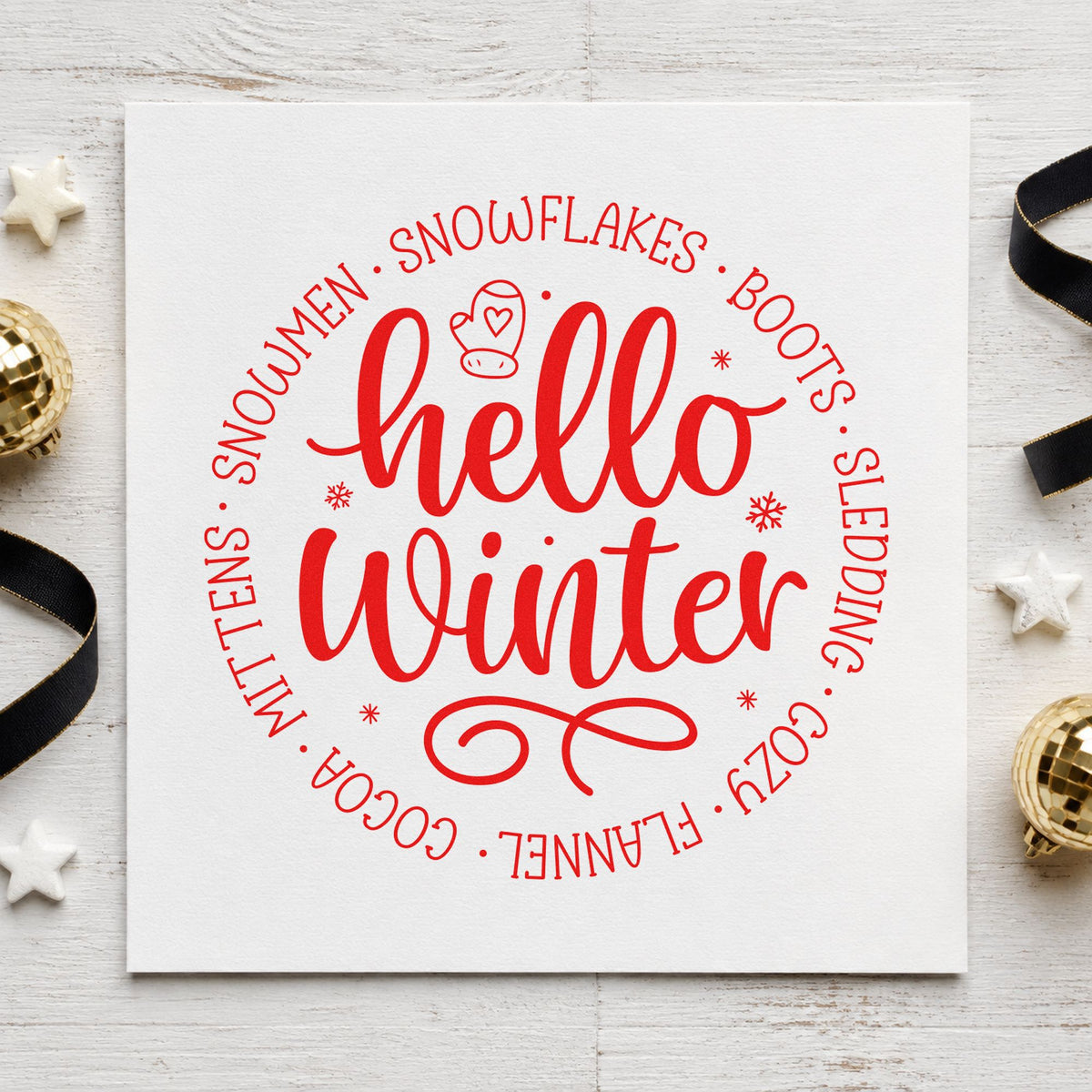 Hello Winter Circular Words Slim Pre-Inked Stamp in use 5