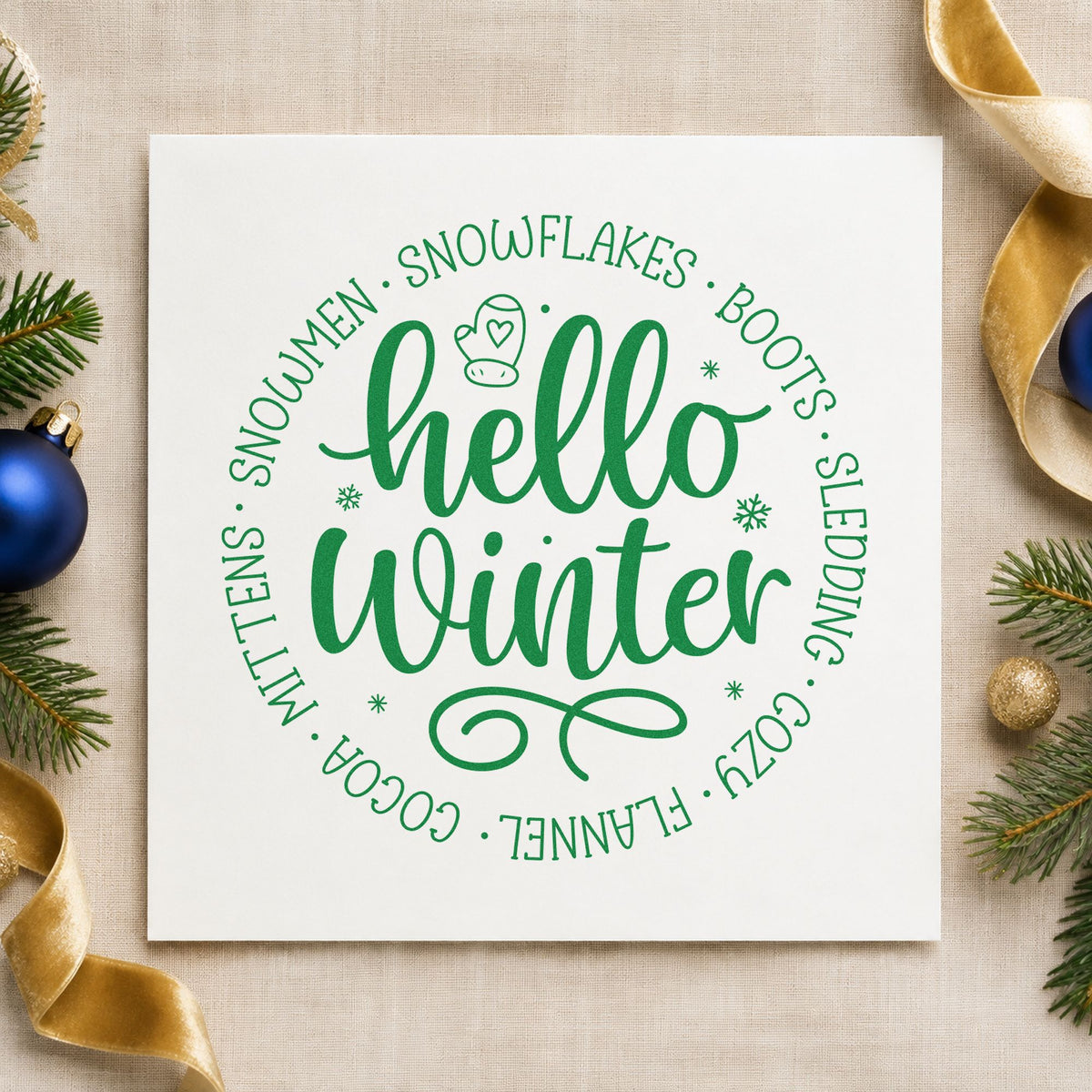 Hello Winter Circular Words Slim Pre-Inked Stamp in use 6
