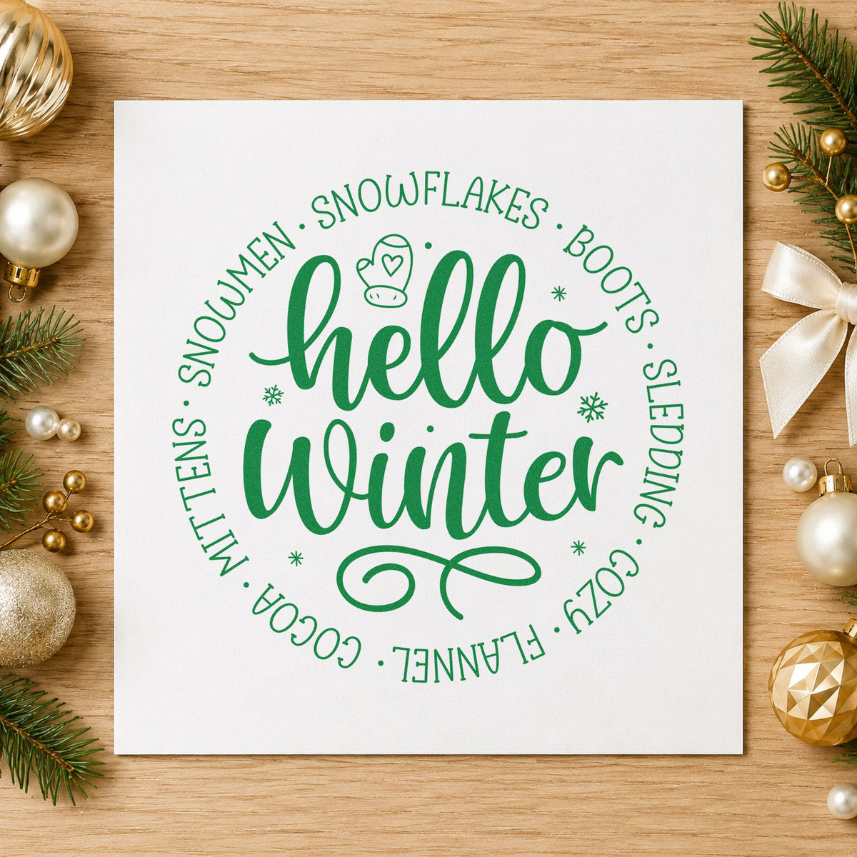 Hello Winter Circular Words Slim Pre-Inked Stamp in use 8