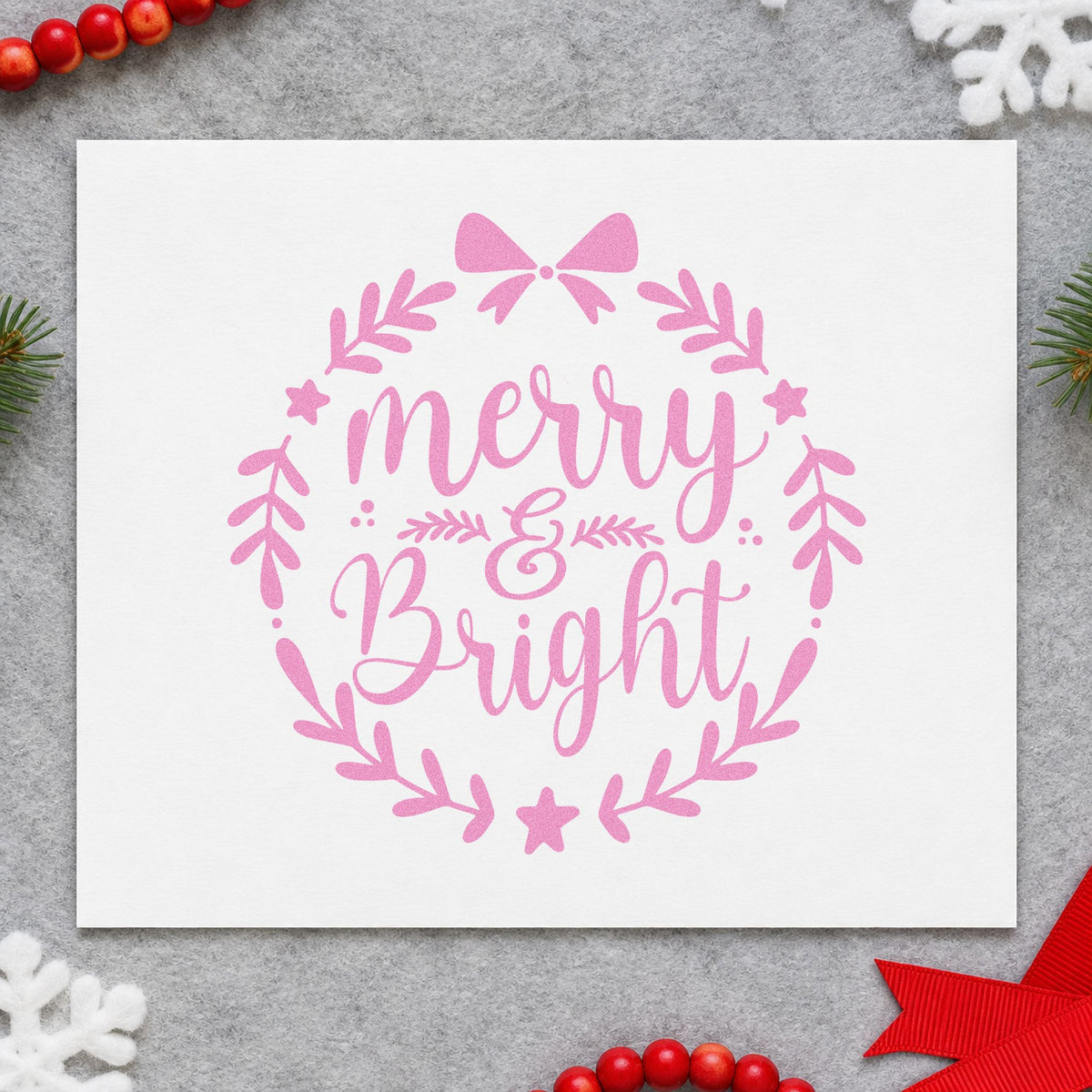 Merry And Bright Wreath Stamp – PSI Pre-Inked in use 10
