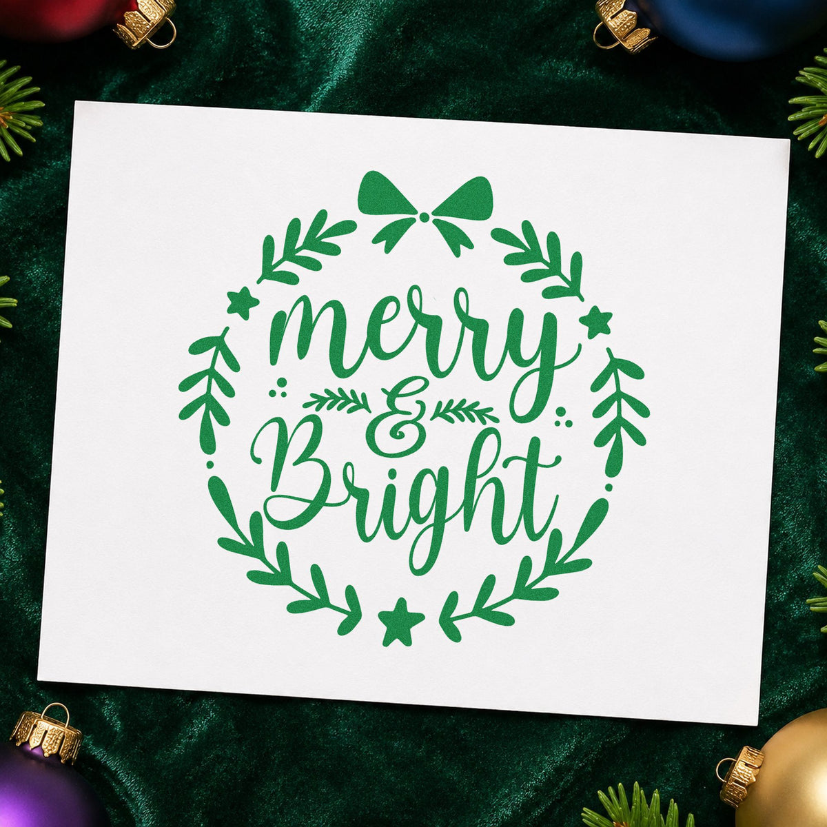 Merry And Bright Wreath Stamp – PSI Pre-Inked in use 3