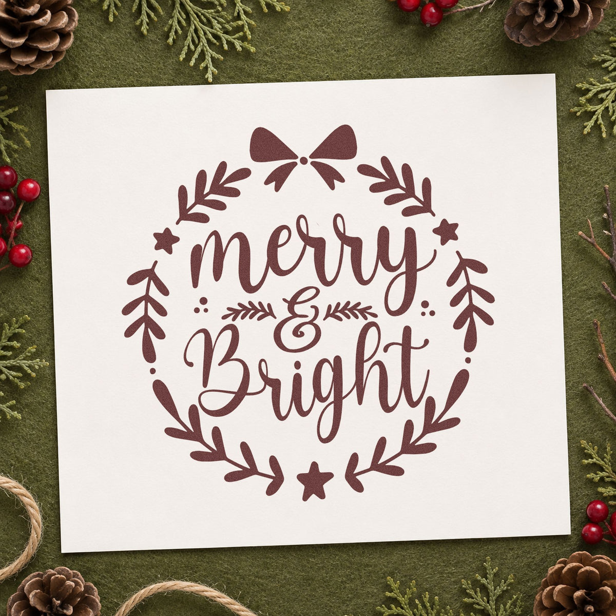 Merry And Bright Wreath Stamp – PSI Pre-Inked in use 4