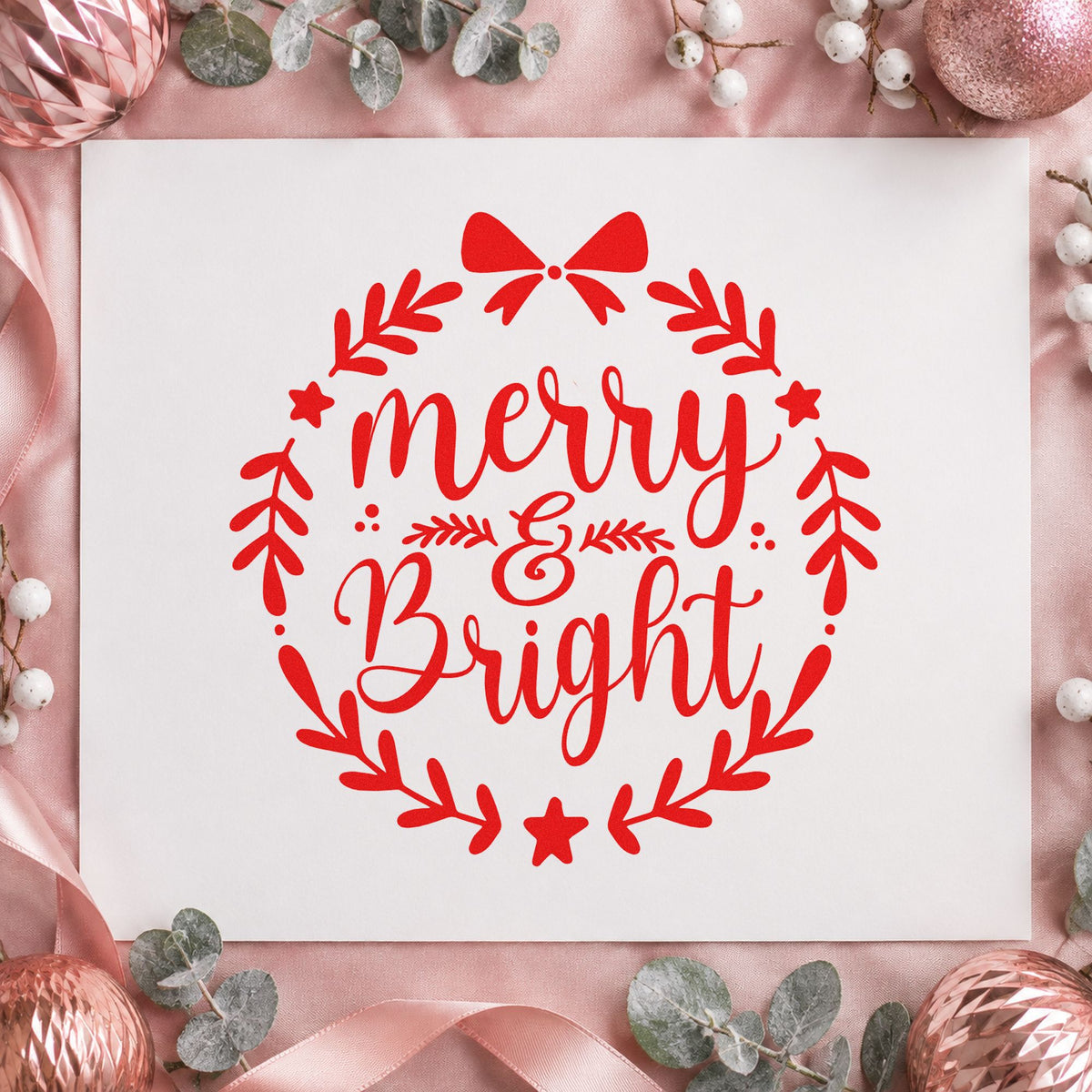 Merry And Bright Wreath Stamp – PSI Pre-Inked in use 5
