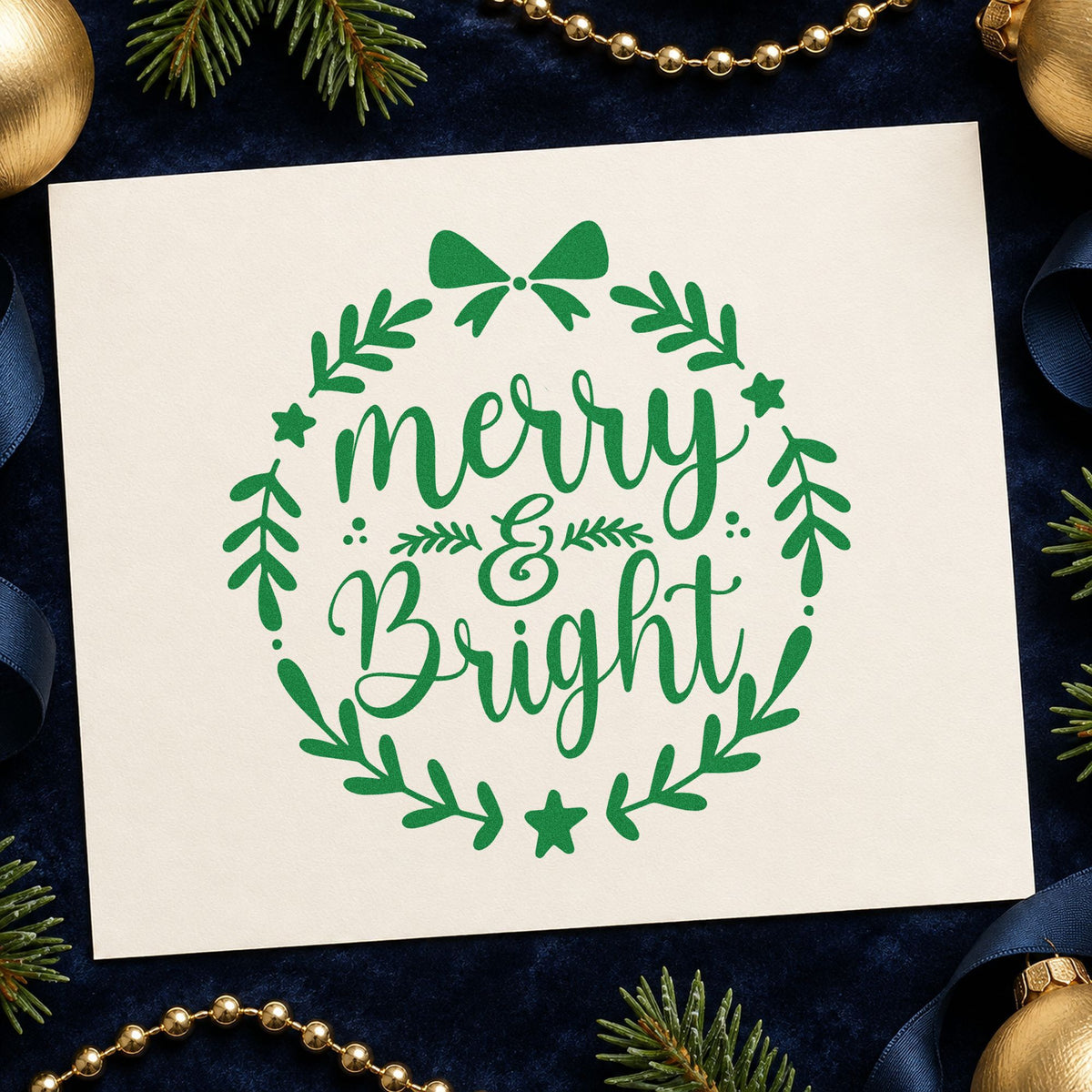 Merry And Bright Wreath Stamp – PSI Pre-Inked in use 6