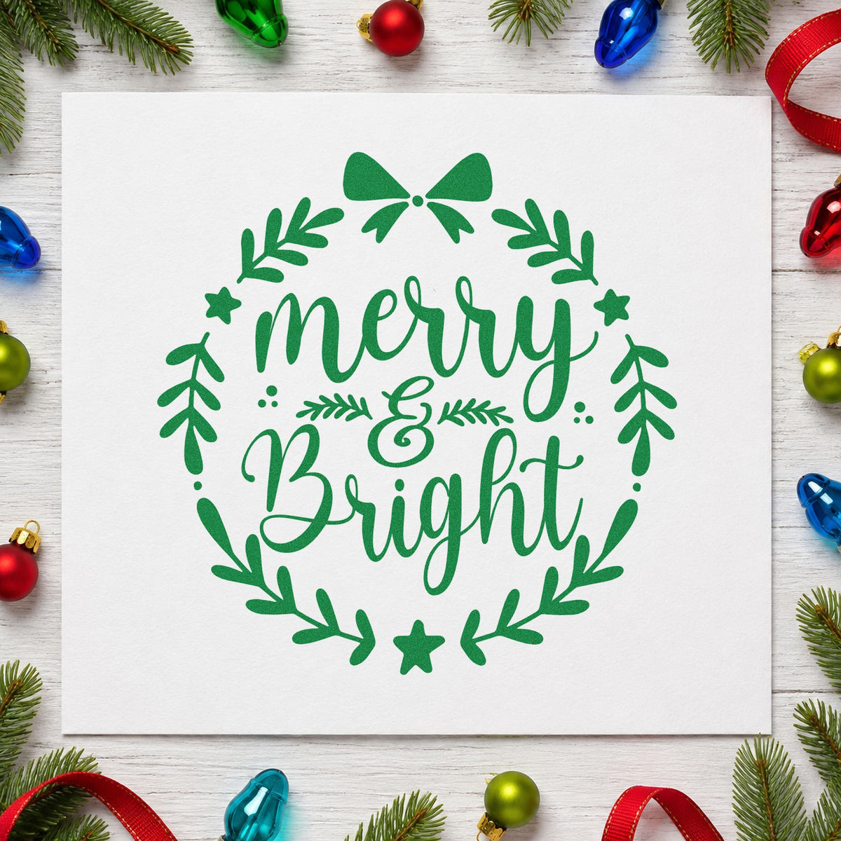 Merry And Bright Wreath Stamp – PSI Pre-Inked in use 8