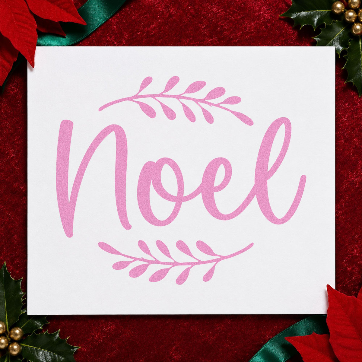 Noel With Leafy Sprigs Self-Inking Stamp in use 10