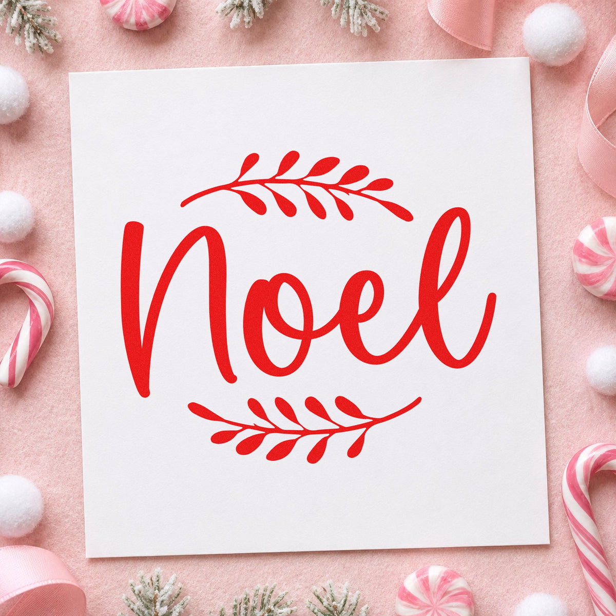 Noel With Leafy Sprigs Self-Inking Stamp in use 5