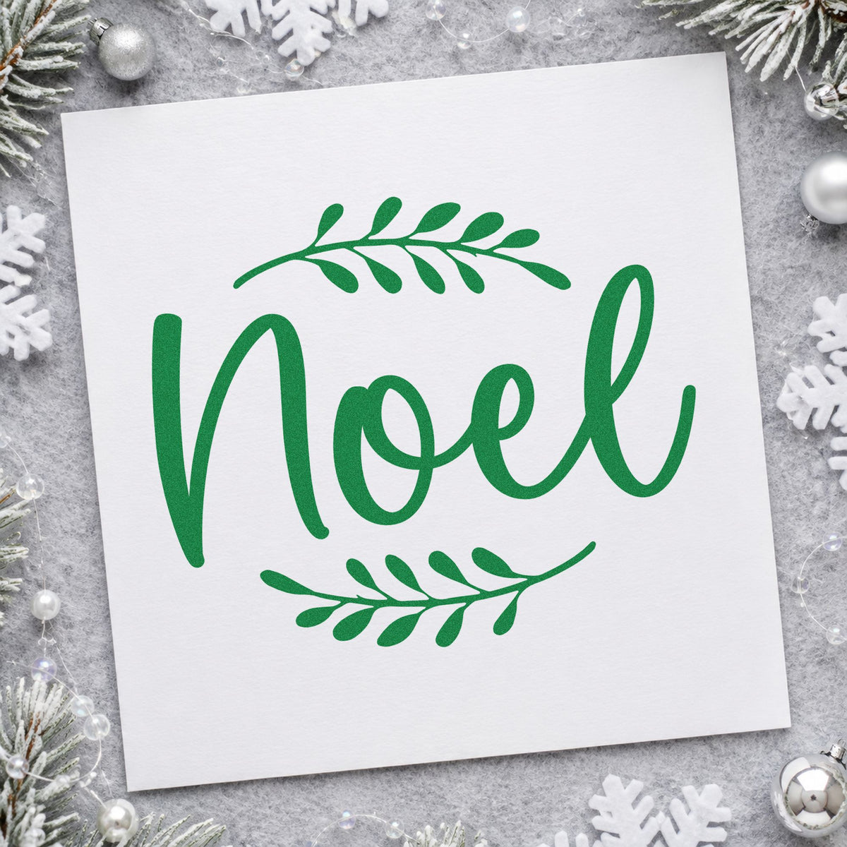Noel With Leafy Sprigs Self-Inking Stamp in use 8