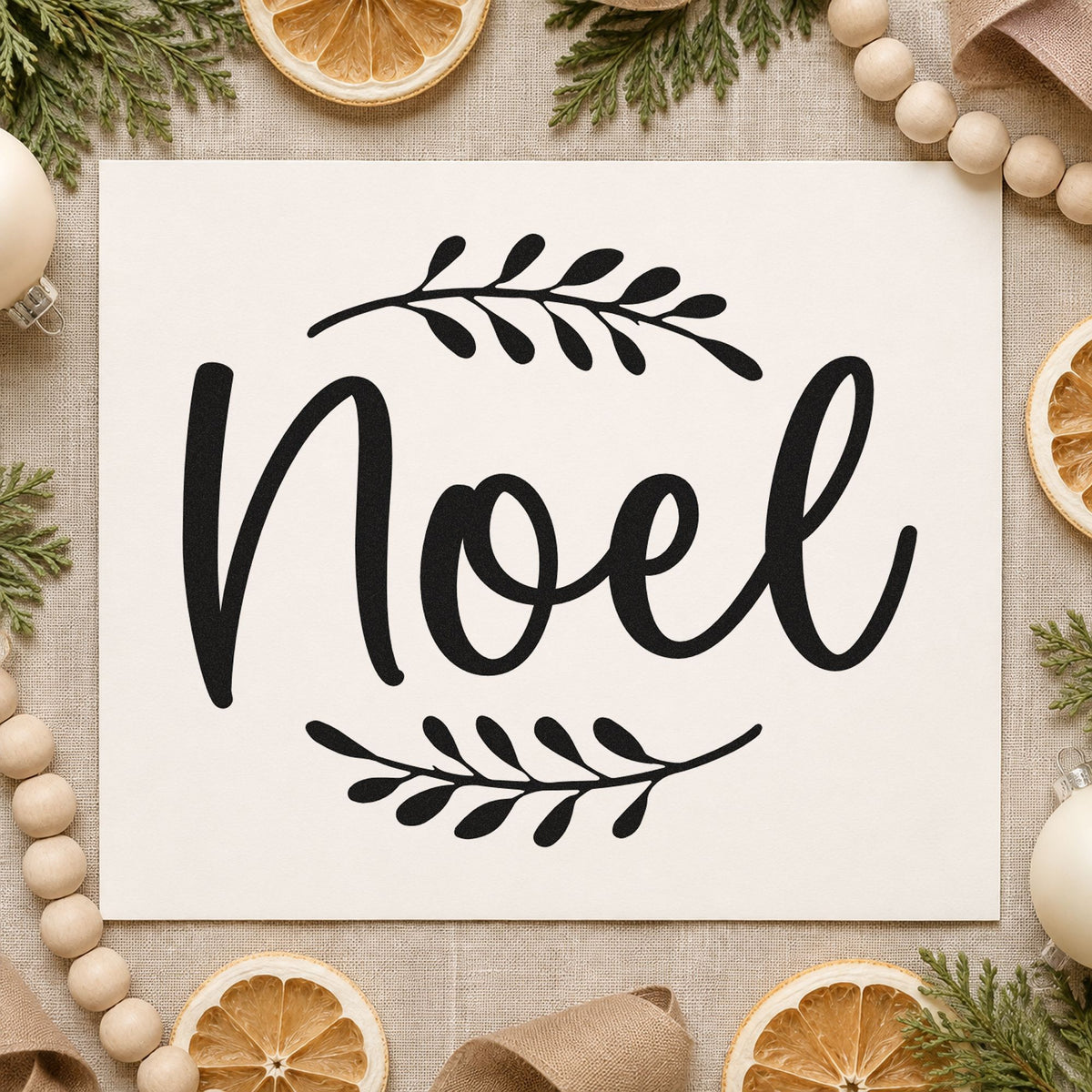 Noel With Leafy Sprigs Self-Inking Stamp in use 9