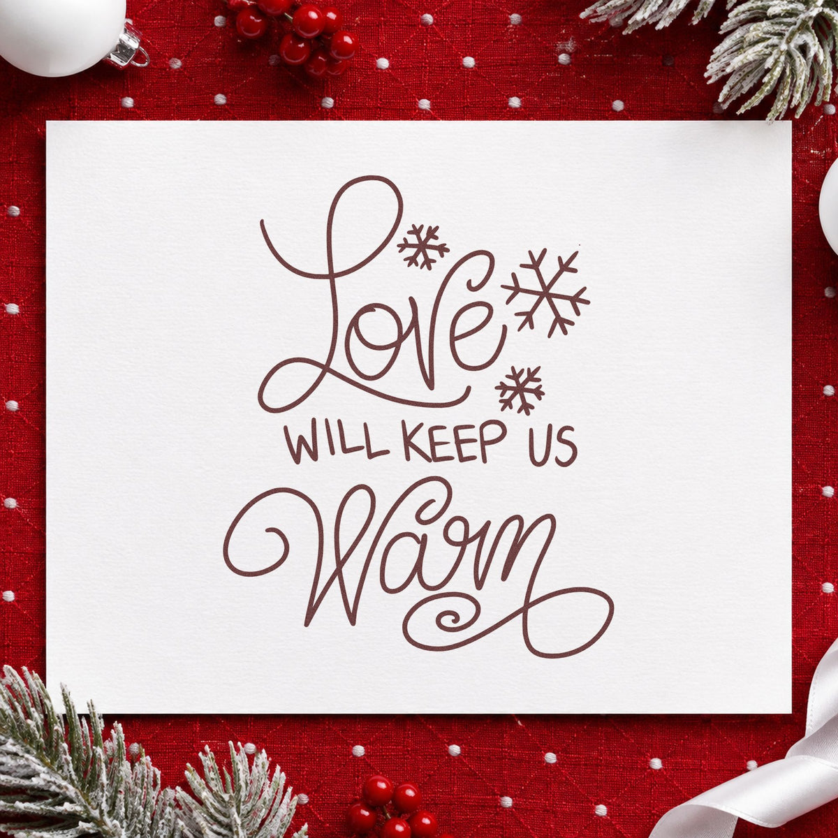 Love Will Keep Us Warm Snowflakes Stamp – Self-Inking in use 4