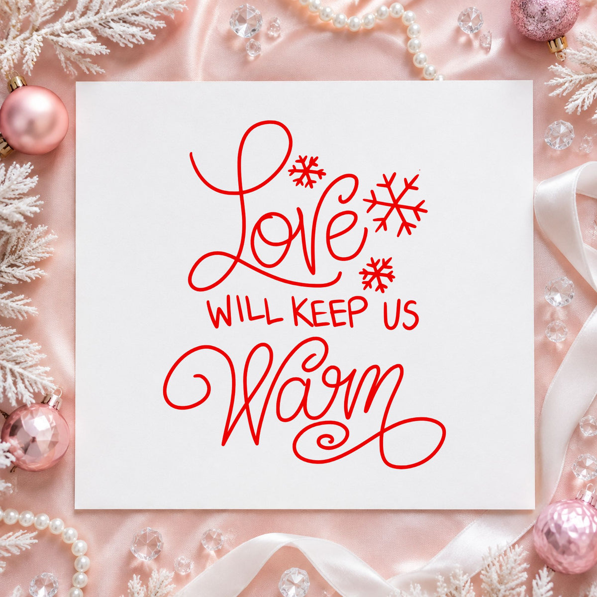 Love Will Keep Us Warm Snowflakes Stamp – Self-Inking in use 7