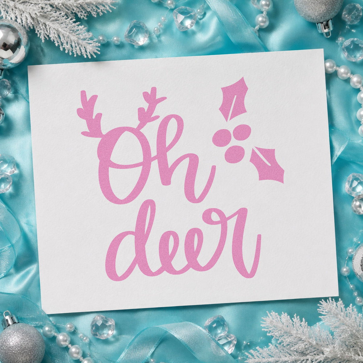 Oh Deer Antlers Holly craft stamp in purple ink on cardstock, an easy option for simple album page.