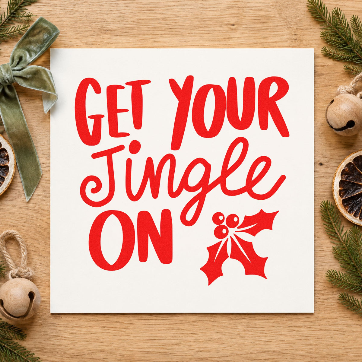 Get Your Jingle On Holly Rubber Stamp – Duo Hand in use 5
