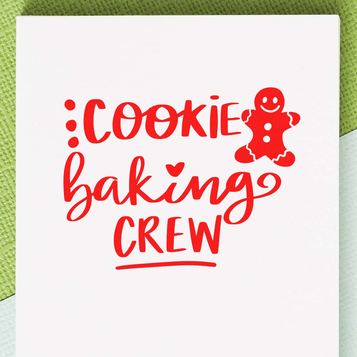 Cookie Baking Crew rubber stamp with gingerbread man design for holiday baking crafts